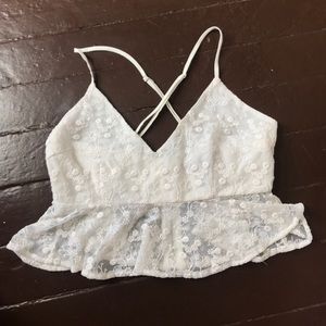 Cream lace peplum top